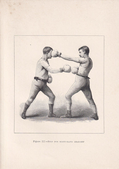 1890 BOXING Print - Stop for Right-Hand Lead-Off - Boxer Gift - Antique Boxing Print - Boxing Wall Art - Sport - 5.25 x 7.25 Inches