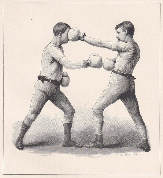 1890 BOXING Print - Stop for Right-Hand Lead-Off - Boxer Gift - Antique Boxing Print - Boxing Wall Art - Sport - 5.25 x 7.25 Inches