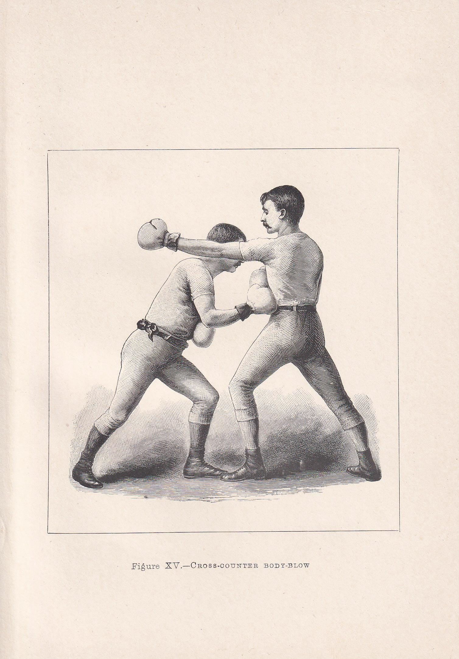 1890 BOXING Print - Cross-Counter Body-Blow - Boxer Gift - Antique Boxing Print - Boxing Wall Art - Father's Day - 5.25 x 7.25 Inches