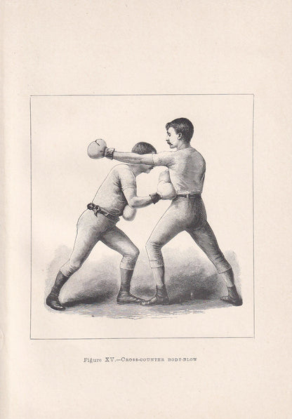 1890 BOXING Print - Cross-Counter Body-Blow - Boxer Gift - Antique Boxing Print - Boxing Wall Art - Father's Day - 5.25 x 7.25 Inches