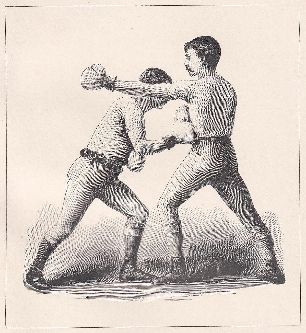 1890 BOXING Print - Cross-Counter Body-Blow - Boxer Gift - Antique Boxing Print - Boxing Wall Art - Father's Day - 5.25 x 7.25 Inches