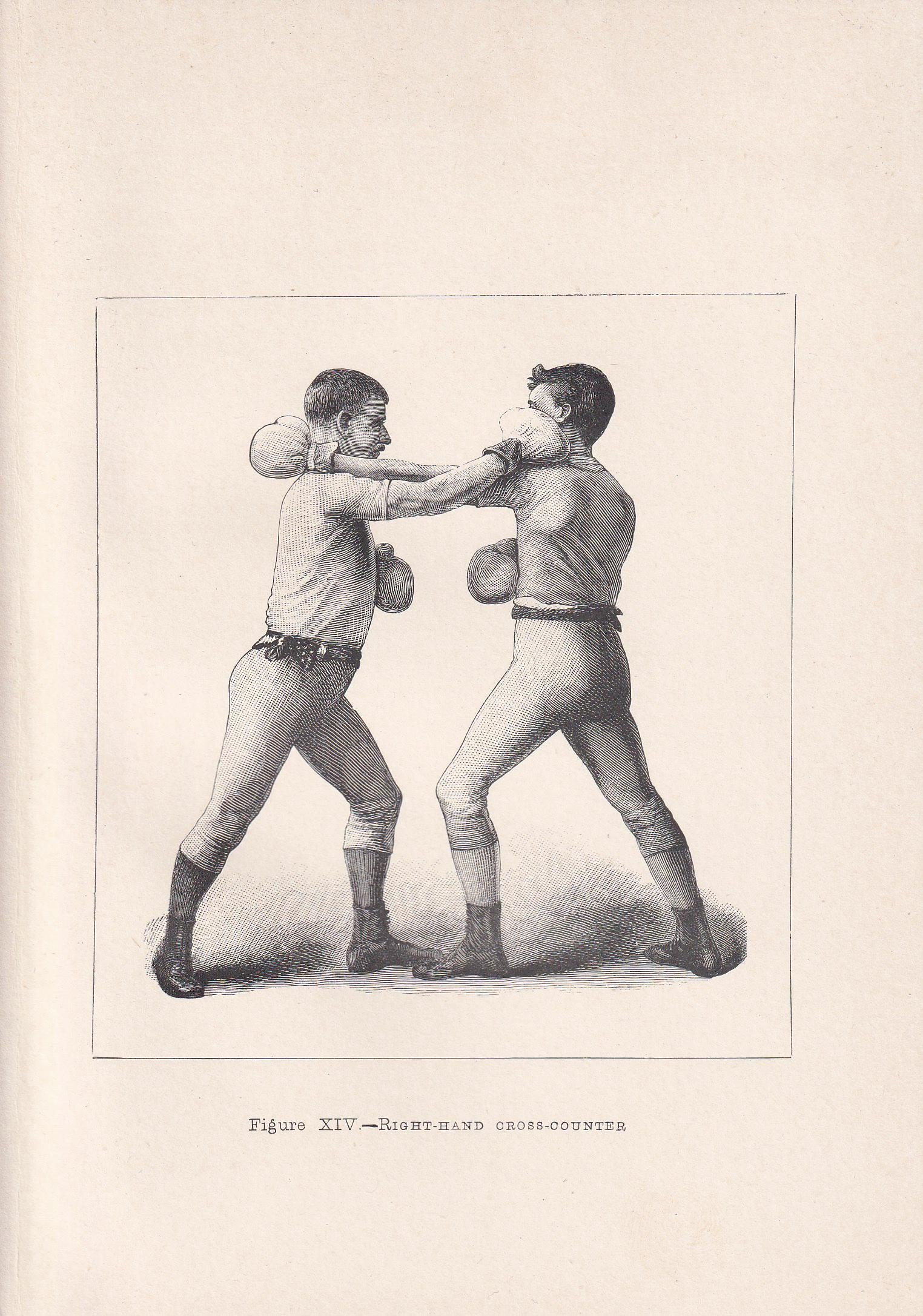 1890 BOXING Print - Right-Hand Cross-Counter - Boxer Gift - Antique Boxing Print - Boxing Wall Art - Father's Day - 5.25 x 7.25 Inches