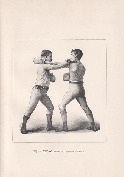 1890 BOXING Print - Right-Hand Cross-Counter - Boxer Gift - Antique Boxing Print - Boxing Wall Art - Father's Day - 5.25 x 7.25 Inches