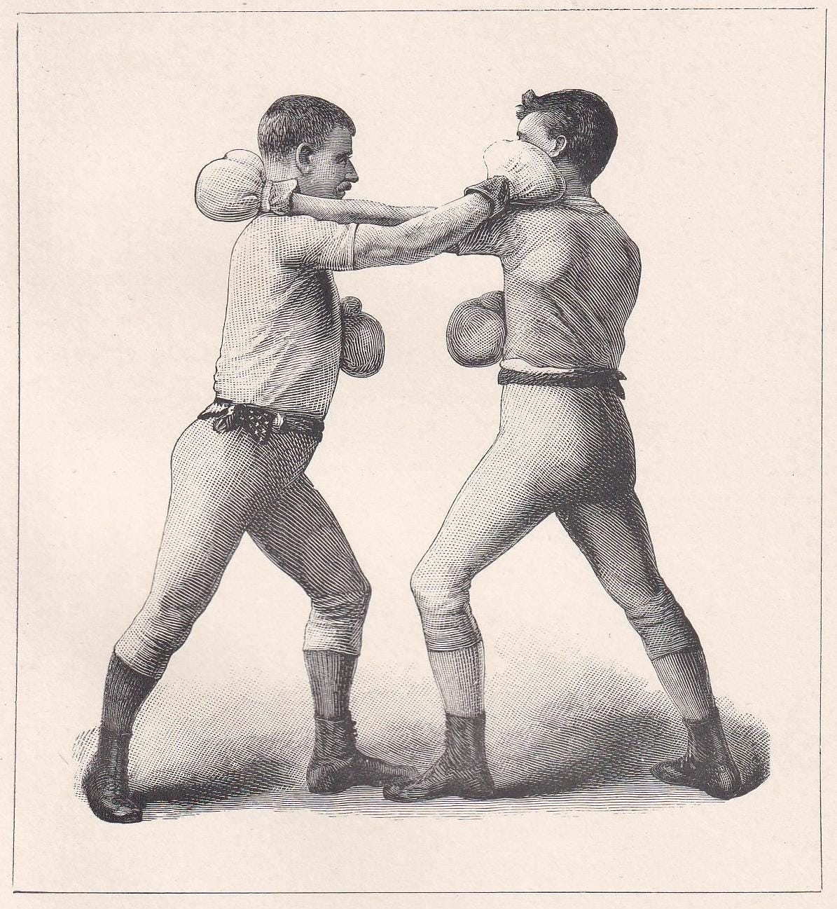 1890 BOXING Print - Right-Hand Cross-Counter - Boxer Gift - Antique Boxing Print - Boxing Wall Art - Father's Day - 5.25 x 7.25 Inches
