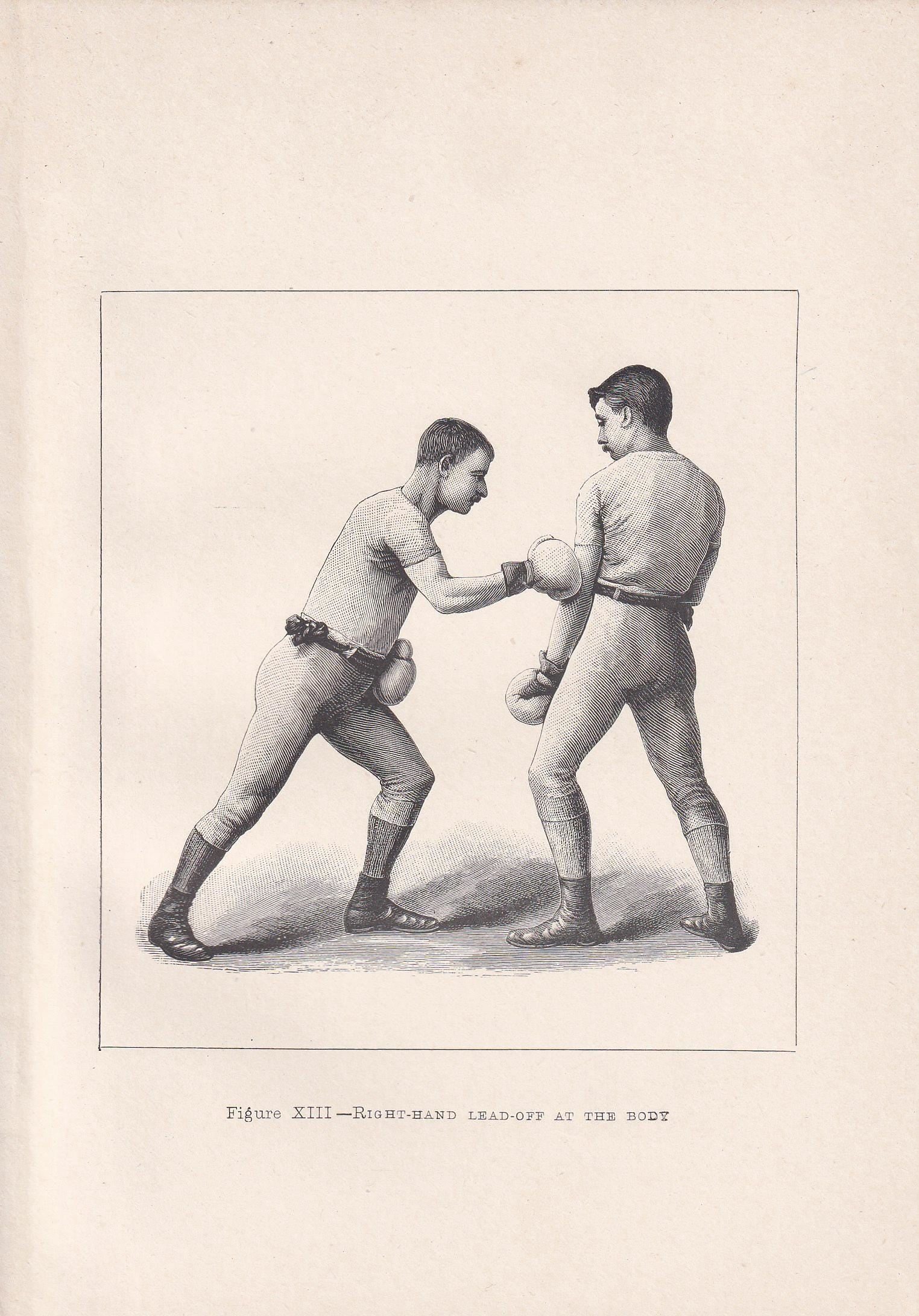1890 BOXING Print - Right-Hand Lead-Off at the Body - Boxer Gift - Antique Boxing Print - Boxing Wall Art - 5.25 x 7.25 Inches