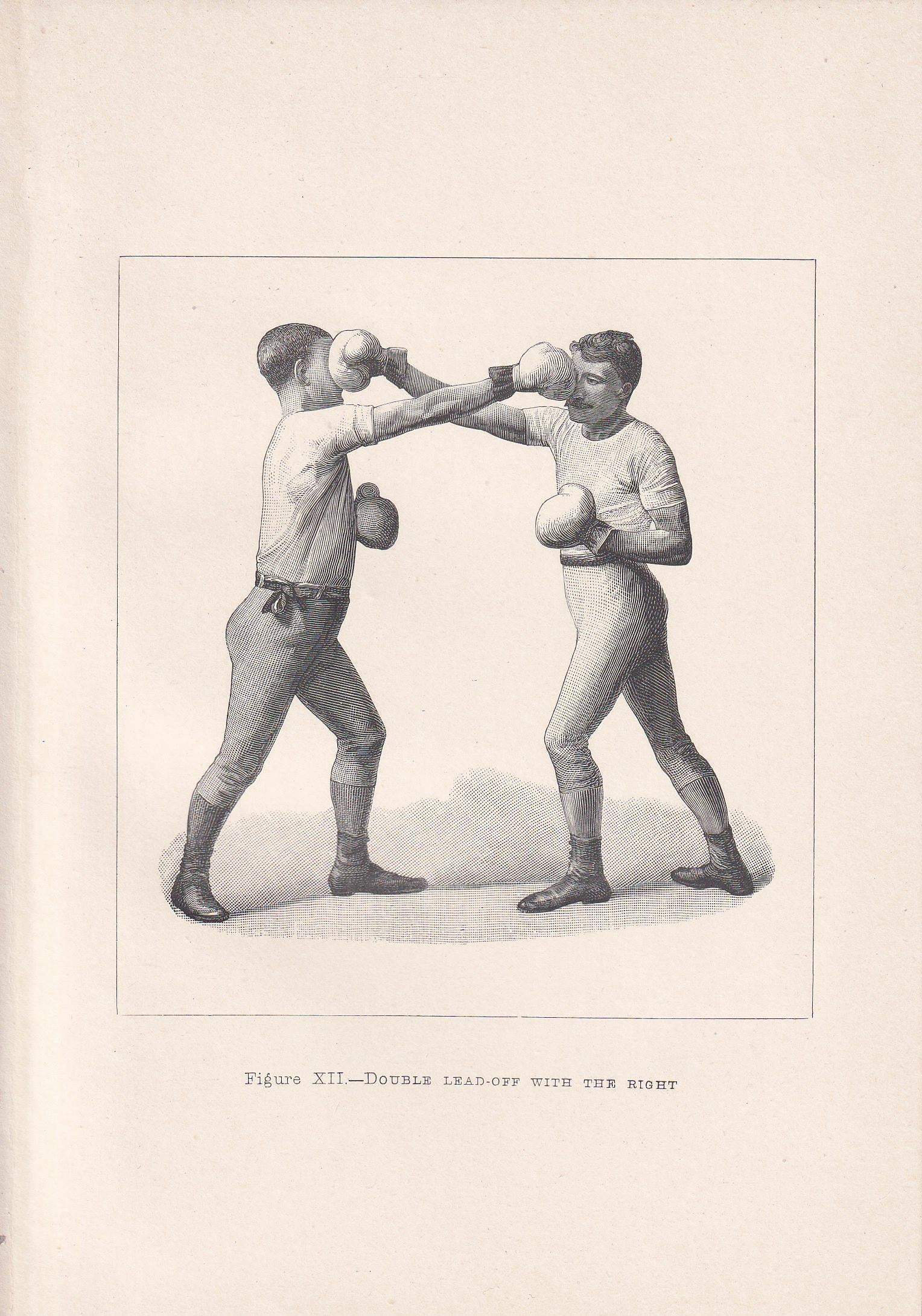 1890 BOXING Print - Double Lead-Off with the Right - Boxer Gift - Antique Boxing Print - Boxing Wall Art - Father's Day - 5.25 x 7.25 Inches