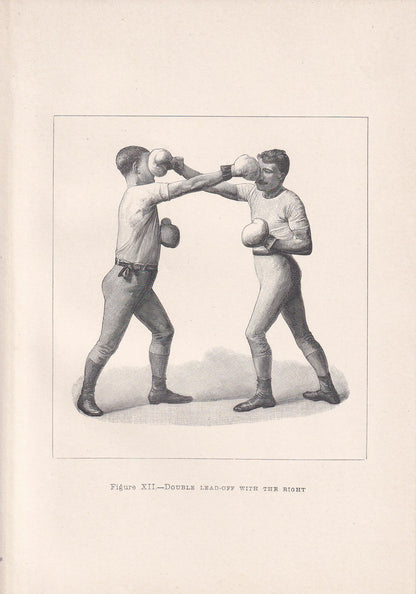1890 BOXING Print - Double Lead-Off with the Right - Boxer Gift - Antique Boxing Print - Boxing Wall Art - Father's Day - 5.25 x 7.25 Inches