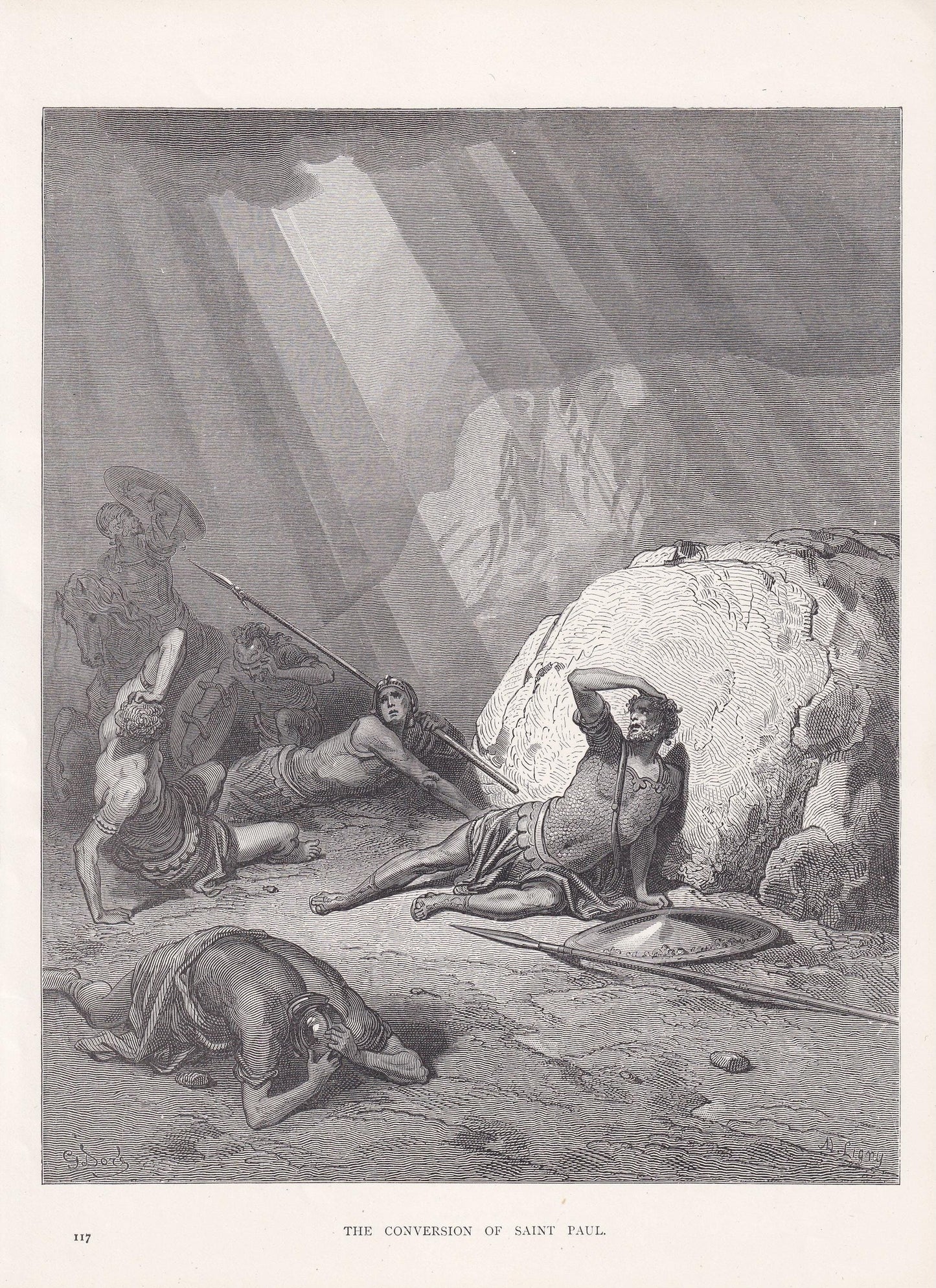 1870 GUSTAVE DORE Print - "The Conversion of Saint Paul" - Dore Wall Art - Antique Dore Engraving - 8.5 x 12.2 Inches