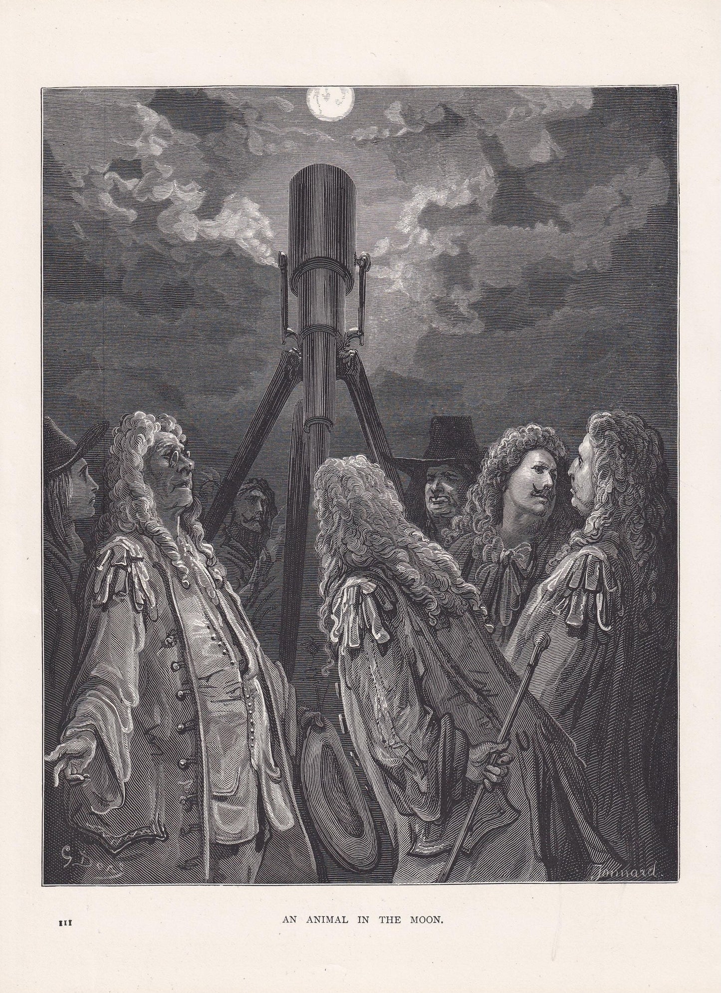 1870 GUSTAVE DORE Print - "An Animal in the Moon" - Dore Wall Art - Antique Dore Engraving - 8.5 x 12.2 Inches