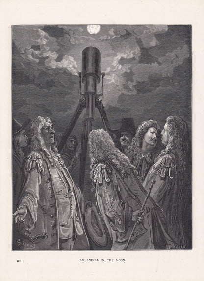 1870 GUSTAVE DORE Print - "An Animal in the Moon" - Dore Wall Art - Antique Dore Engraving - 8.5 x 12.2 Inches