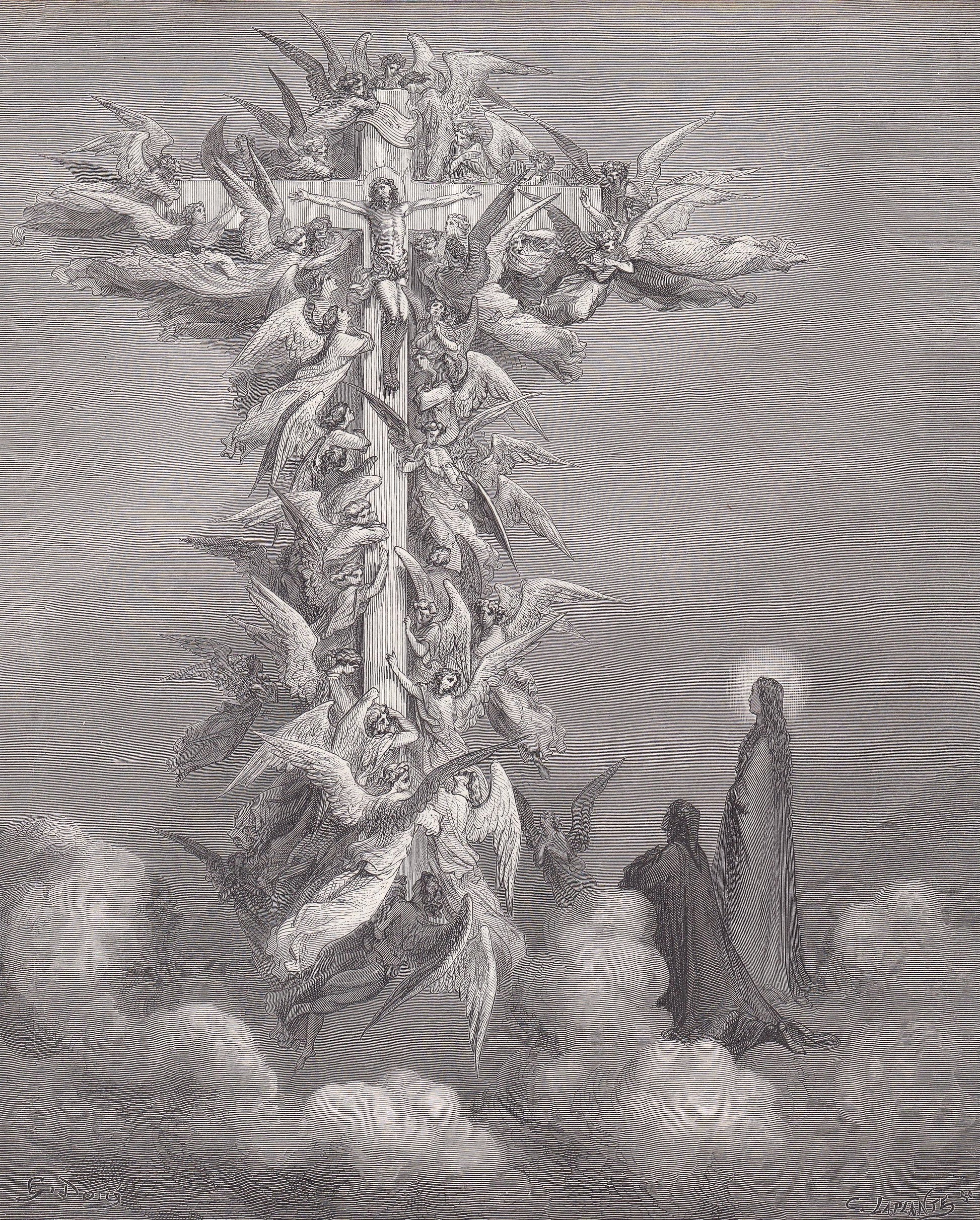 1870 GUSTAVE DORE Print - "The Vision of the Cross" - Dore Wall Art - Antique Dore Engraving - 8.5 x 12.8 Inches