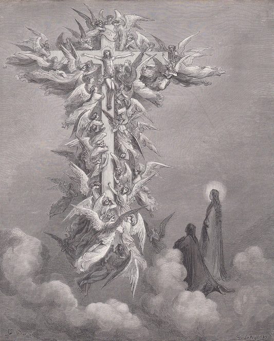 1870 GUSTAVE DORE Print - "The Vision of the Cross" - Dore Wall Art - Antique Dore Engraving - 8.5 x 12.8 Inches