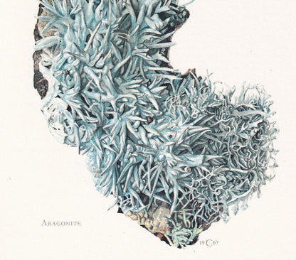 1968 ARAGONITE Print - Mineral Wall Art Gift - Mineralogy Decor - Precious Stones - Vintage Rock Art - Element - 7.5 x 10.6 Inches