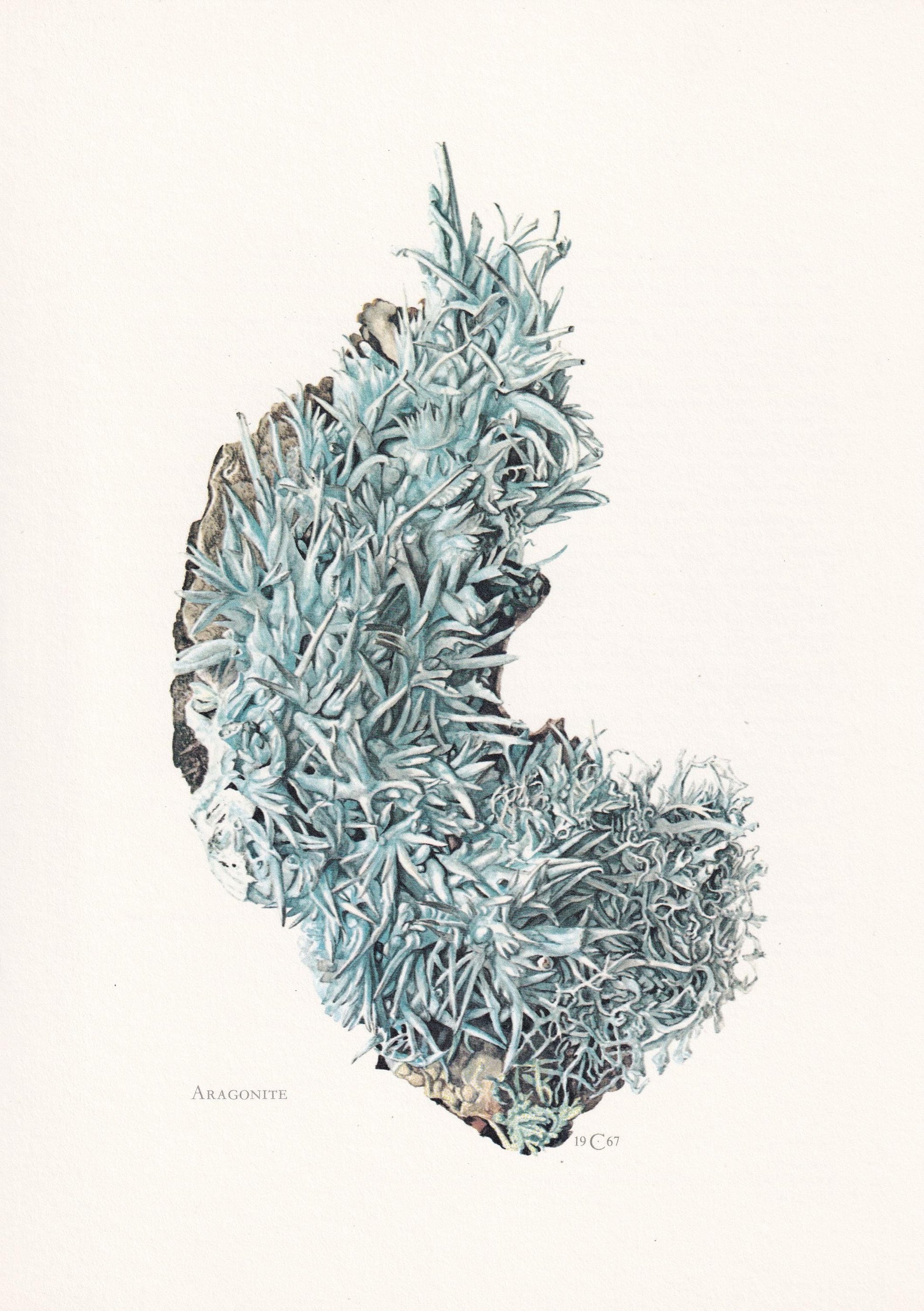 1968 ARAGONITE Print - Mineral Wall Art Gift - Mineralogy Decor - Precious Stones - Vintage Rock Art - Element - 7.5 x 10.6 Inches