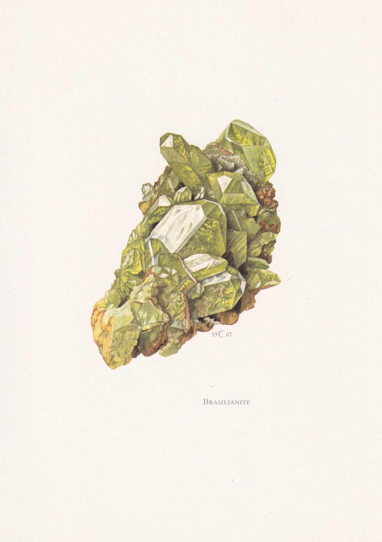 1968 BRAZILIANITE Print - Mineral Wall Art Gift - Mineralogy Decor - Precious Stones - Vintage Rock Art - Element - 7.5 x 10.