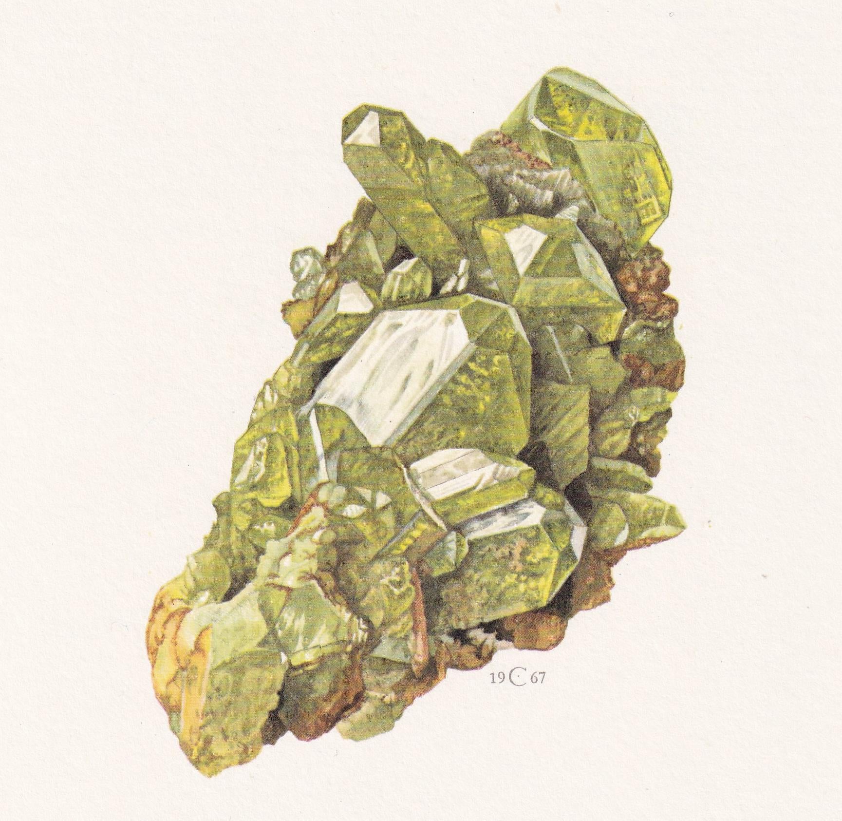 1968 BRAZILIANITE Print - Mineral Wall Art Gift - Mineralogy Decor - Precious Stones - Vintage Rock Art - Element - 7.5 x 10.