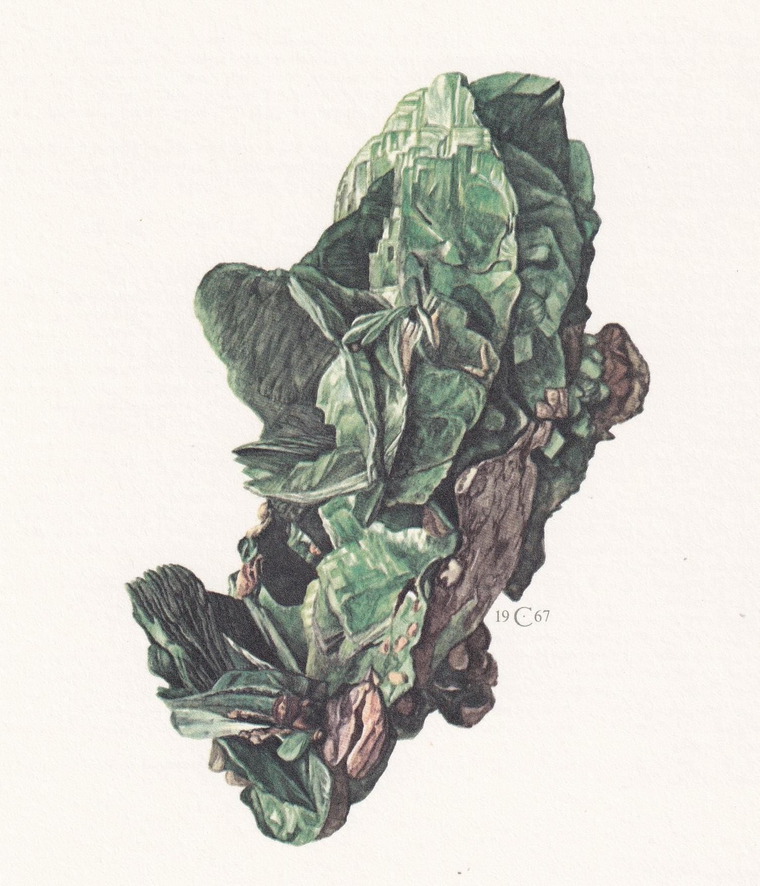 1968 TORBERNITE Print - Mineral Wall Art Gift - Mineralogy Decor - Precious Stones - Vintage Rock Art - Element - 7.5 x 10.6 