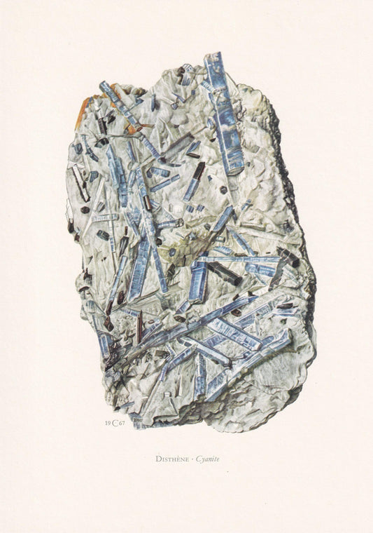1968 CYANITE Print - Mineral Wall Art Gift - Mineralogy Decor - Precious Stones - Vintage Rock Art - Element - 7.5 x 10.6 Inches