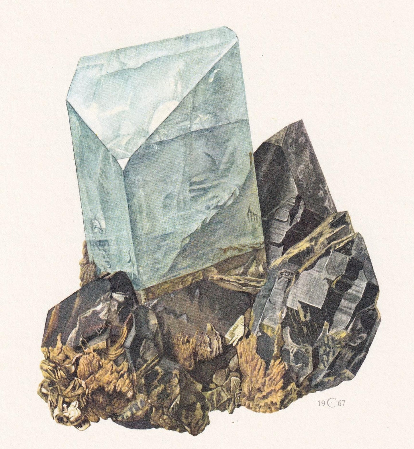 1968 TOPAZ Print - Mineral Wall Art Gift - Mineralogy Decor - Precious Stones - Vintage Rock Art - Element - 7.5 x 10.6 Inche