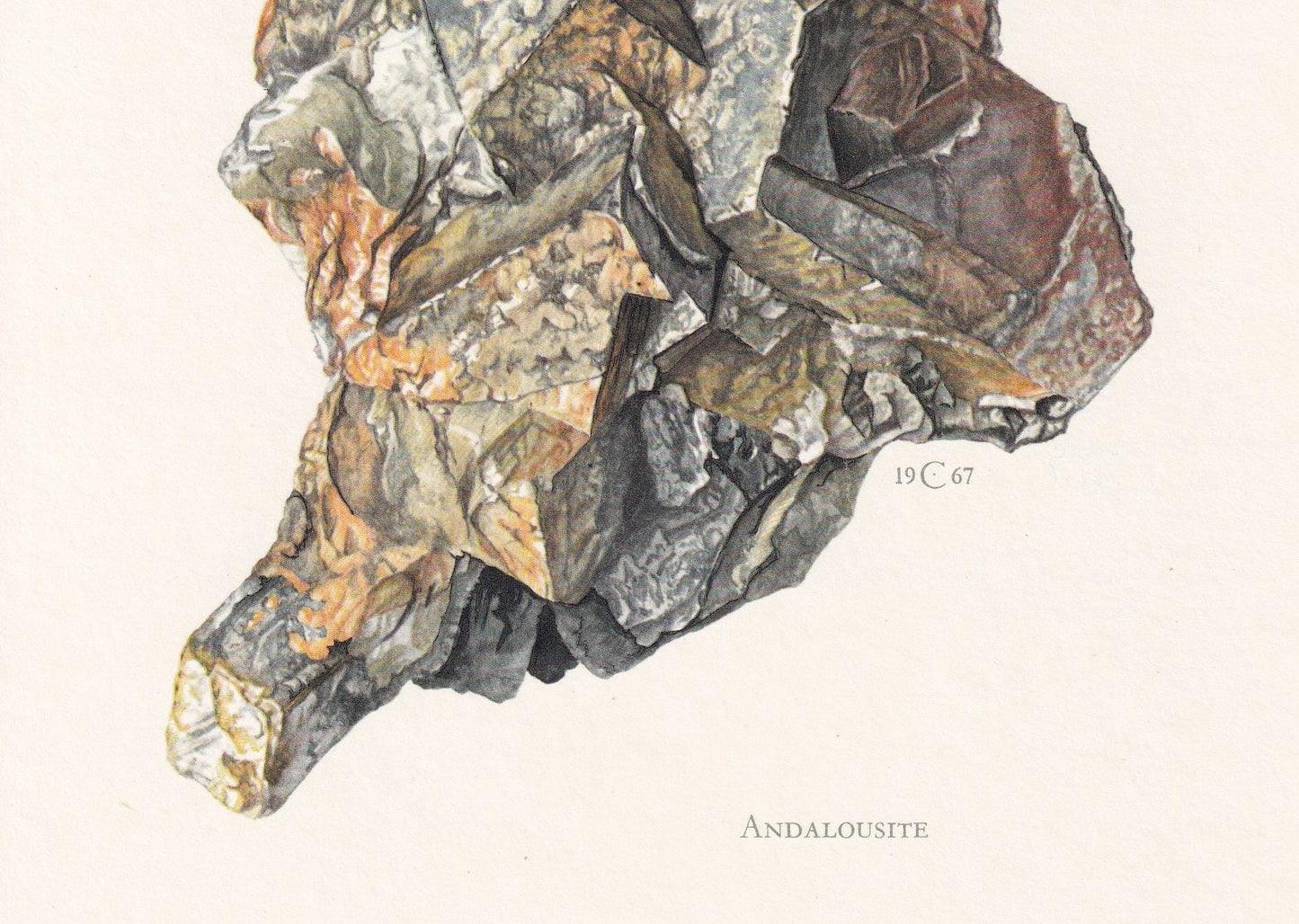 1968 ANDALUSITE Print - Mineral Wall Art Gift - Mineralogy Decor - Precious Stones - Vintage Rock Art - Element - 7.5 x 10.6 Inches