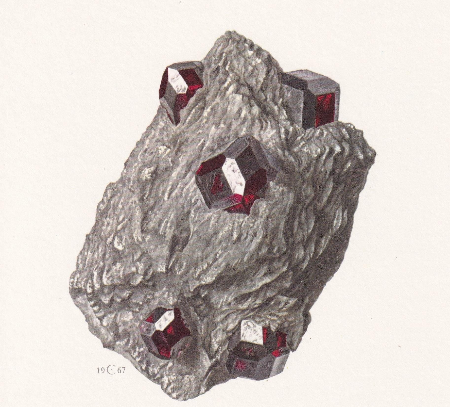 1968 ALMANDITE Print - Mineral Wall Art Gift - Mineralogy Decor - Precious Stones - Vintage Rock Art - Element - 7.5 x 10.6 I