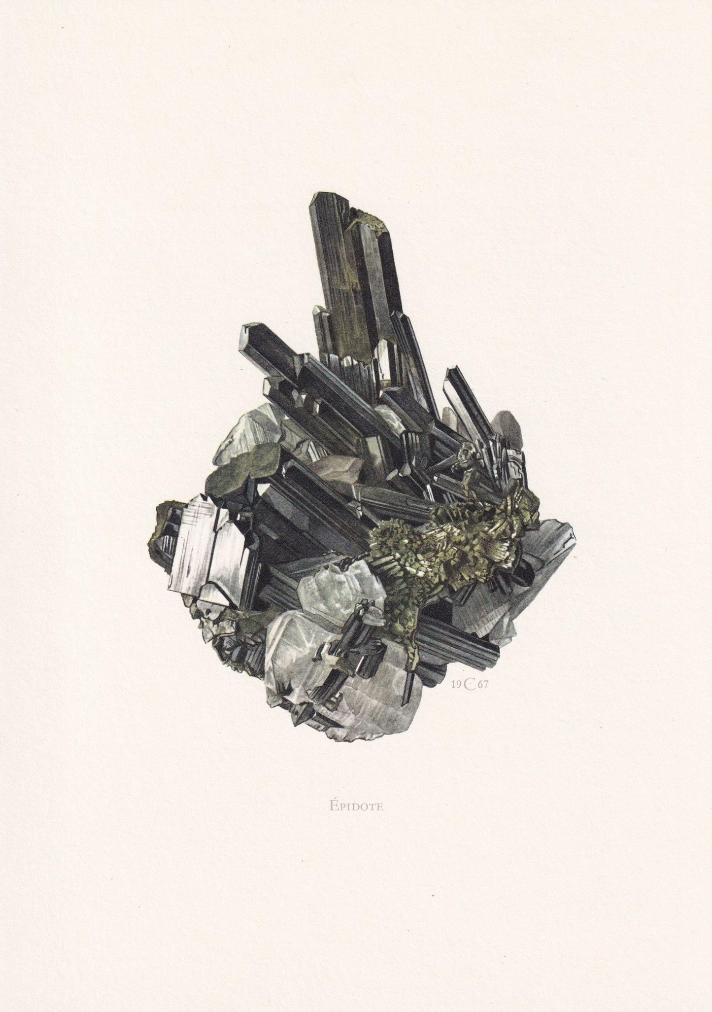 1968 EPIDOTE Print - Mineral Wall Art Gift - Mineralogy Decor - Precious Stones - Vintage Rock Art - Element - 7.5 x 10.6 Inc