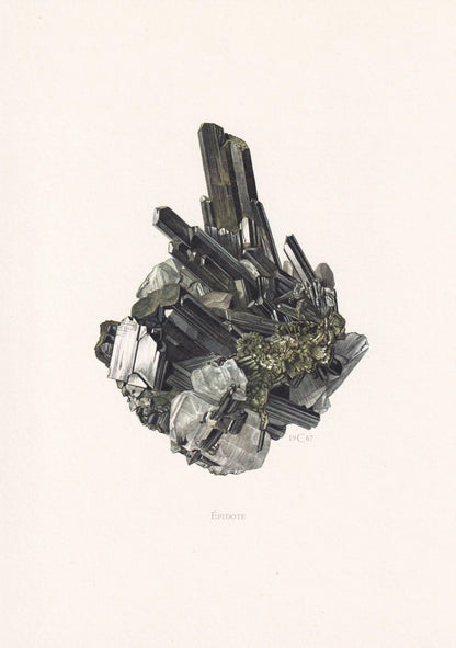 1968 EPIDOTE Print - Mineral Wall Art Gift - Mineralogy Decor - Precious Stones - Vintage Rock Art - Element - 7.5 x 10.6 Inc