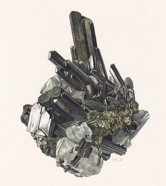 1968 EPIDOTE Print - Mineral Wall Art Gift - Mineralogy Decor - Precious Stones - Vintage Rock Art - Element - 7.5 x 10.6 Inc