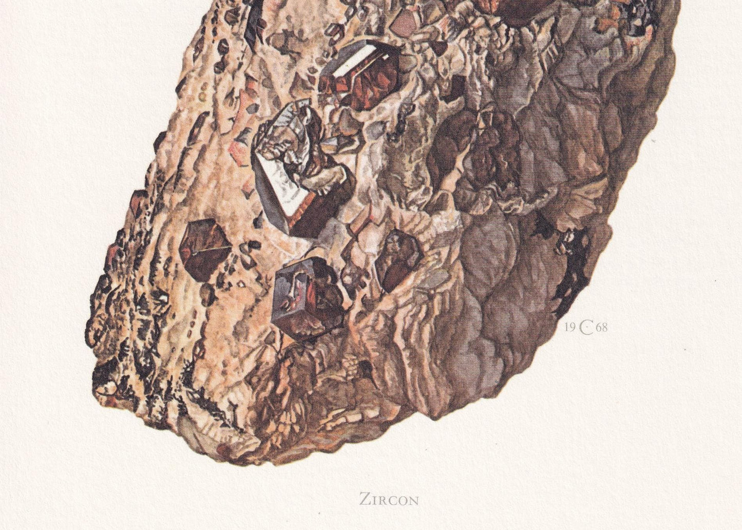 1968 ZIRCON Print - Mineral Wall Art Gift - Mineralogy Decor - Precious Stones - Vintage Rock Art - Element - 7.5 x 10.6 Inches
