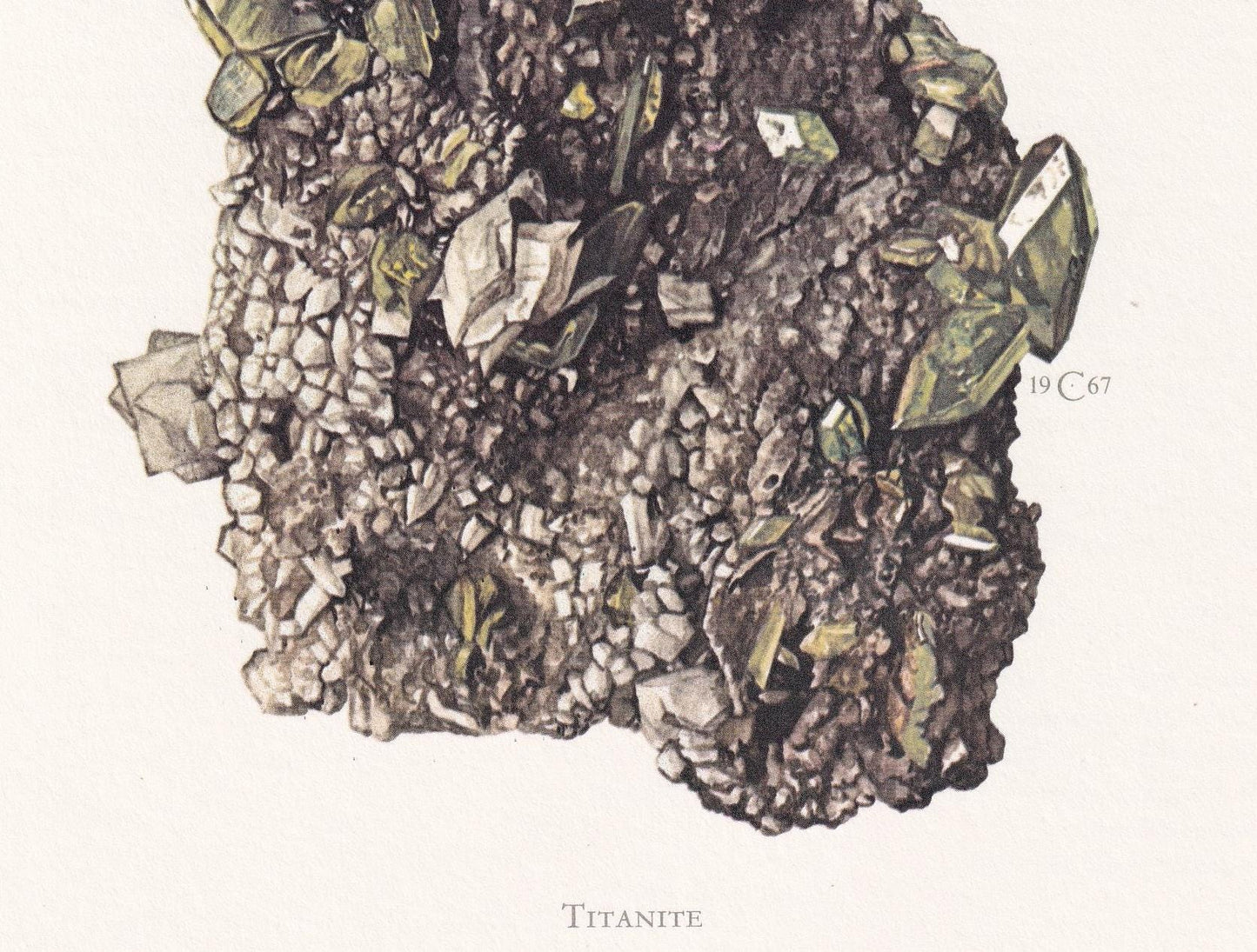 1968 TITANITE (SPHENE) Print - Mineral Wall Art Gift - Mineralogy Decor - Precious Stones - Vintage Rock Art - Element - 7.5 x 10.6 Inches
