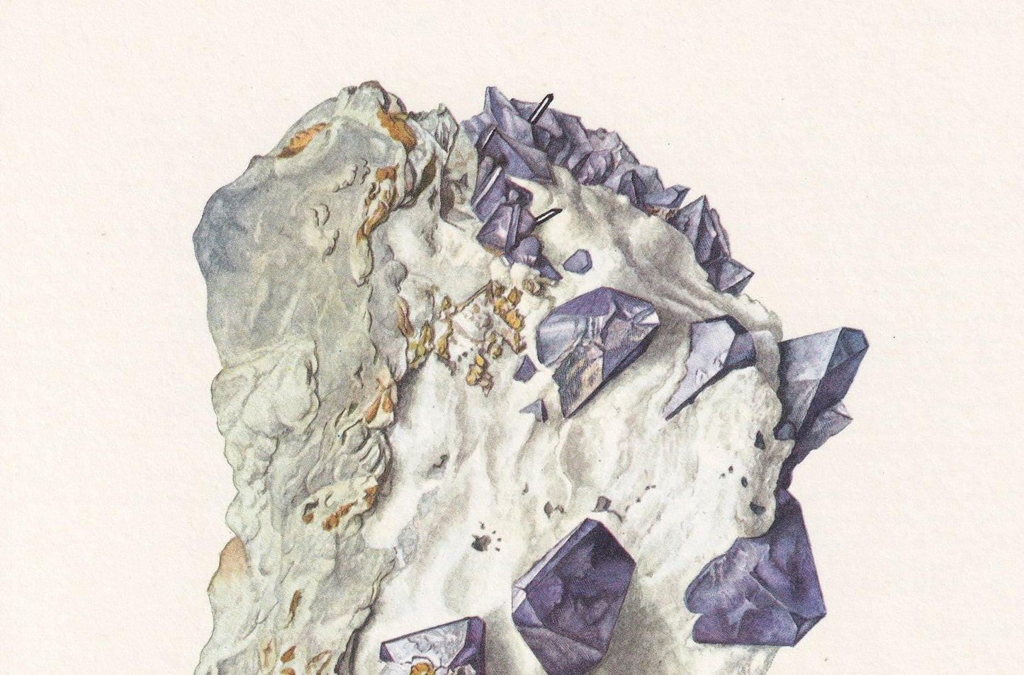 1968 BENITOITE Print - Mineral Wall Art Gift - Mineralogy Decor - Precious Stones - Vintage Rock Art - Element - 7.5 x 10.6 Inches