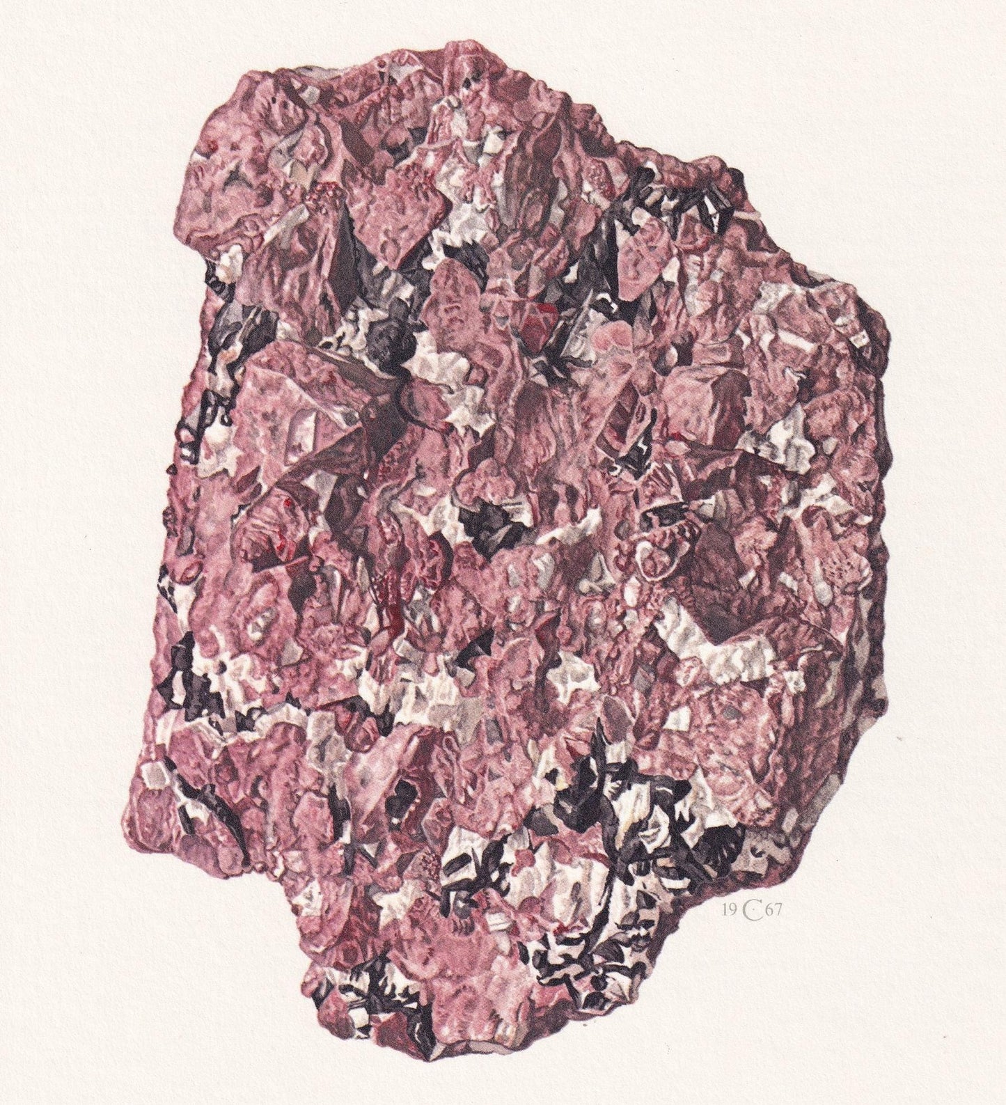 1968 EUDIALYTE Print - Mineral Wall Art Gift - Mineralogy Decor - Precious Stones - Vintage Rock Art - Element - 7.5 x 10.6 I