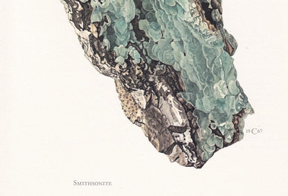 1968 SMITHSONITE Print - Mineral Wall Art Gift - Mineralogy Decor - Precious Stones - Vintage Rock Art - Element - 7.5 x 10.6 Inches
