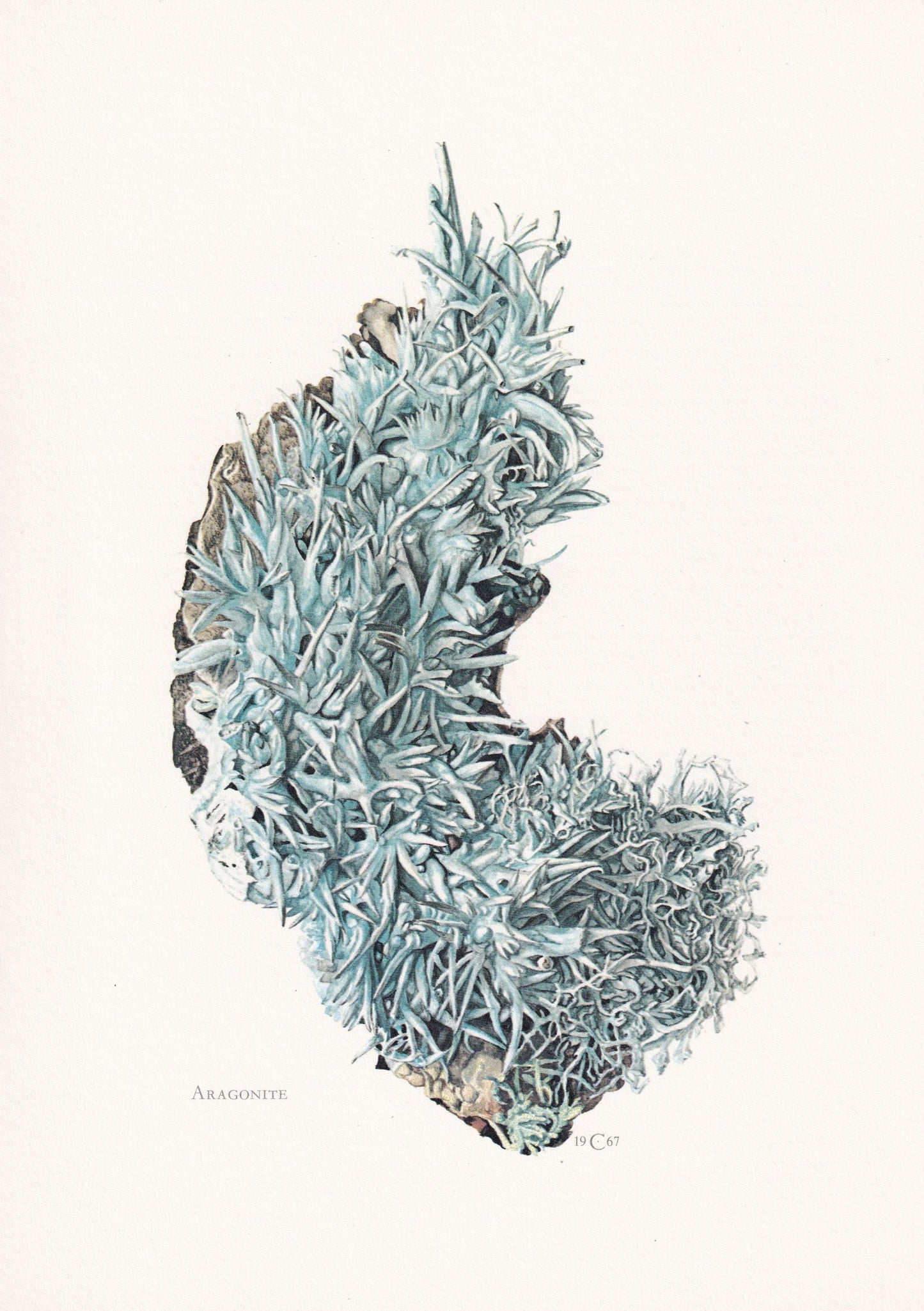 1968 ARAGONITE Print - Mineral Wall Art Gift - Mineralogy Decor - Precious Stones - Vintage Rock Art - Element - 7.5 x 10.6 Inches