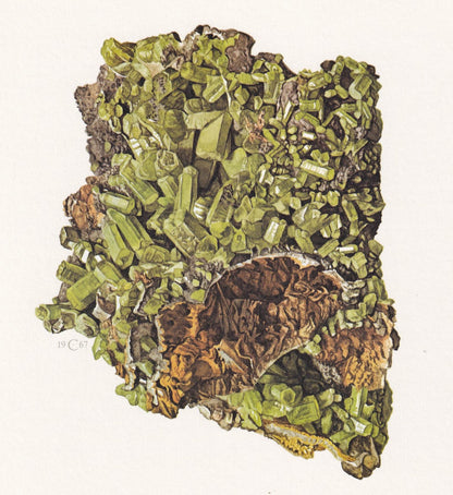 1968 PYROMORPHITE Print - Mineral Wall Art Gift - Mineralogy Decor - Precious Stones - Vintage Rock Art - Element - 7.5 x 10.