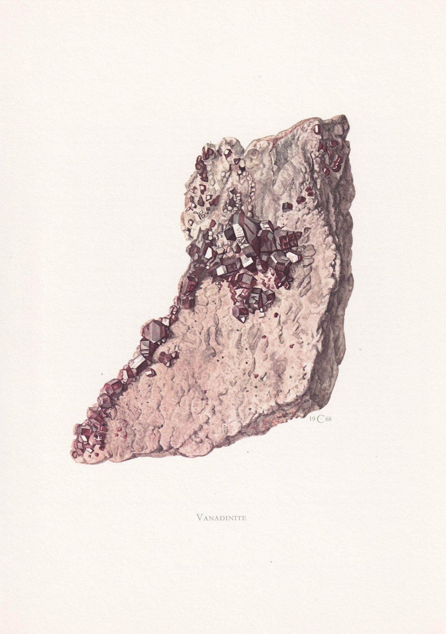 1968 VANADINITE Print - Mineral Wall Art Gift - Mineralogy Decor - Precious Stones - Vintage Rock Art - Element - 7.5 x 10.6 