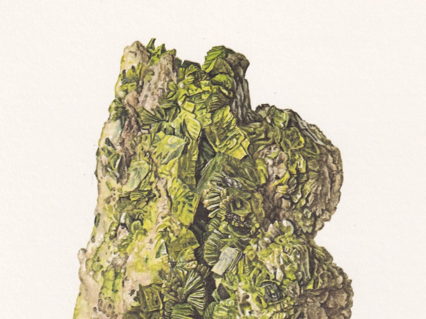 1968 AUTUNITE Print - Mineral Wall Art Gift - Mineralogy Decor - Precious Stones - Vintage Rock Art - Element - 7.5 x 10.6 Inches