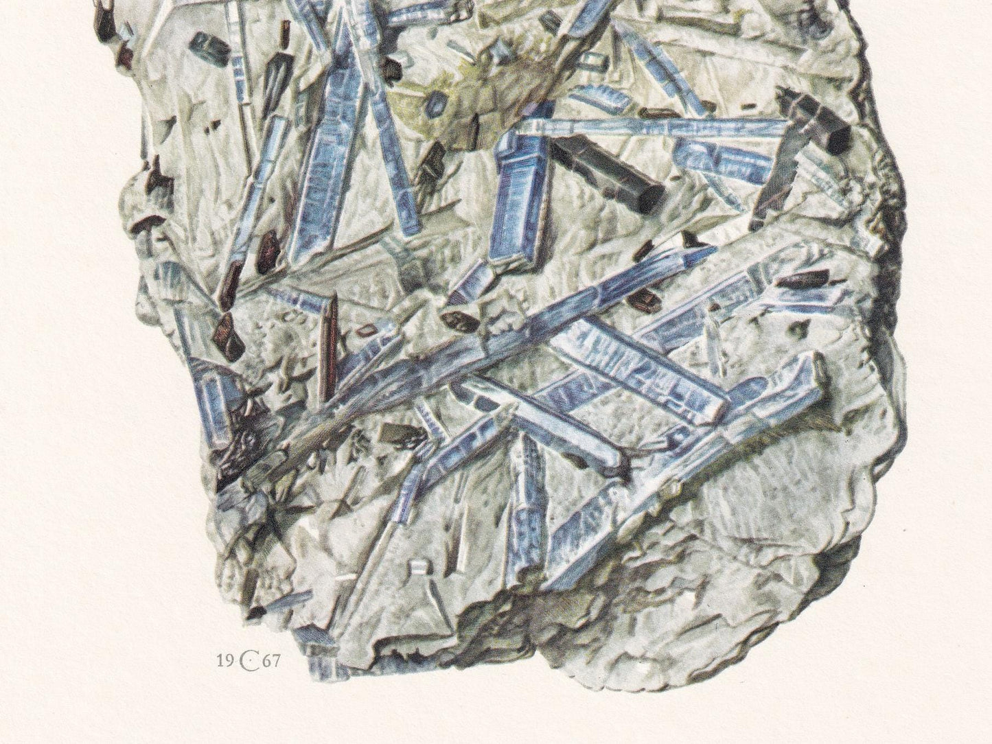 1968 CYANITE Print - Mineral Wall Art Gift - Mineralogy Decor - Precious Stones - Vintage Rock Art - Element - 7.5 x 10.6 Inches