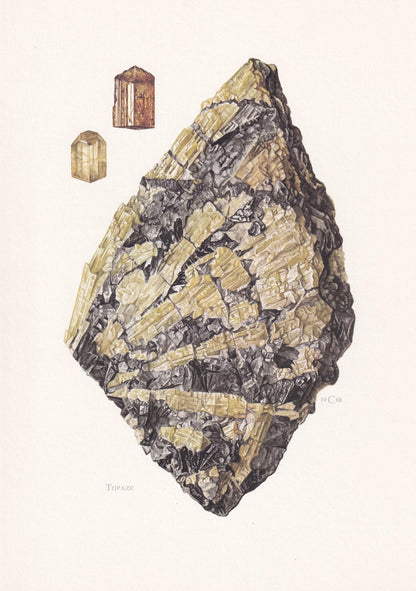 1968 TOPAZ Print - Mineral Wall Art Gift - Mineralogy Decor - Precious Stones - Vintage Rock Art - Element - 7.5 x 10.6 Inches