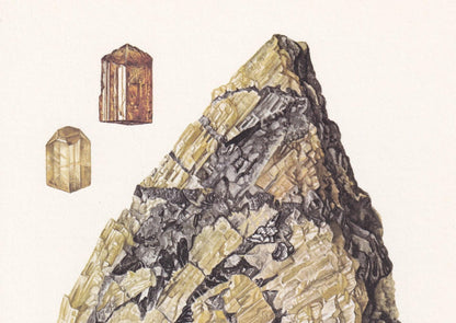 1968 TOPAZ Print - Mineral Wall Art Gift - Mineralogy Decor - Precious Stones - Vintage Rock Art - Element - 7.5 x 10.6 Inches