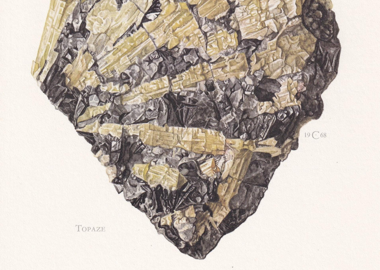 1968 TOPAZ Print - Mineral Wall Art Gift - Mineralogy Decor - Precious Stones - Vintage Rock Art - Element - 7.5 x 10.6 Inches