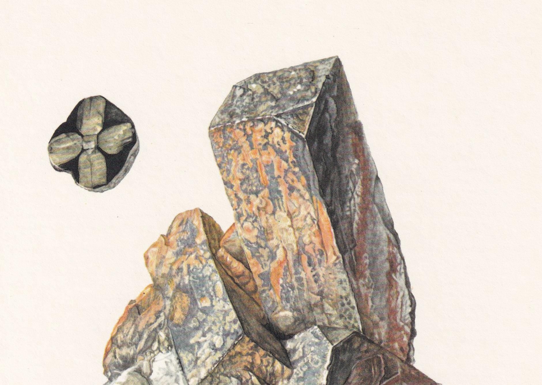 1968 ANDALUSITE Print - Mineral Wall Art Gift - Mineralogy Decor - Precious Stones - Vintage Rock Art - Element - 7.5 x 10.6 Inches