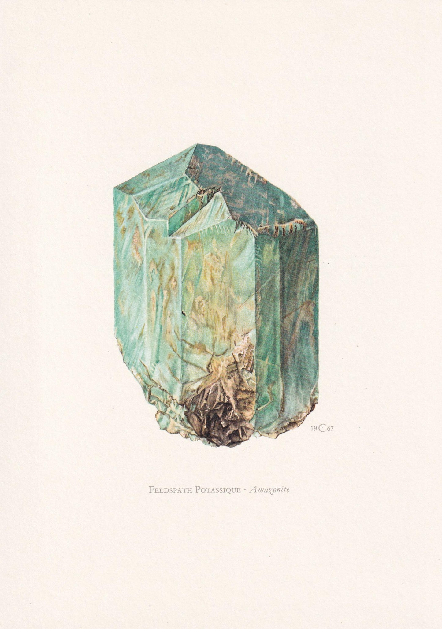 1968 FELDSPAR Print - Mineral Wall Art Gift - Mineralogy Decor - Precious Stones - Vintage Rock Art - Element - 7.5 x 10.6 In