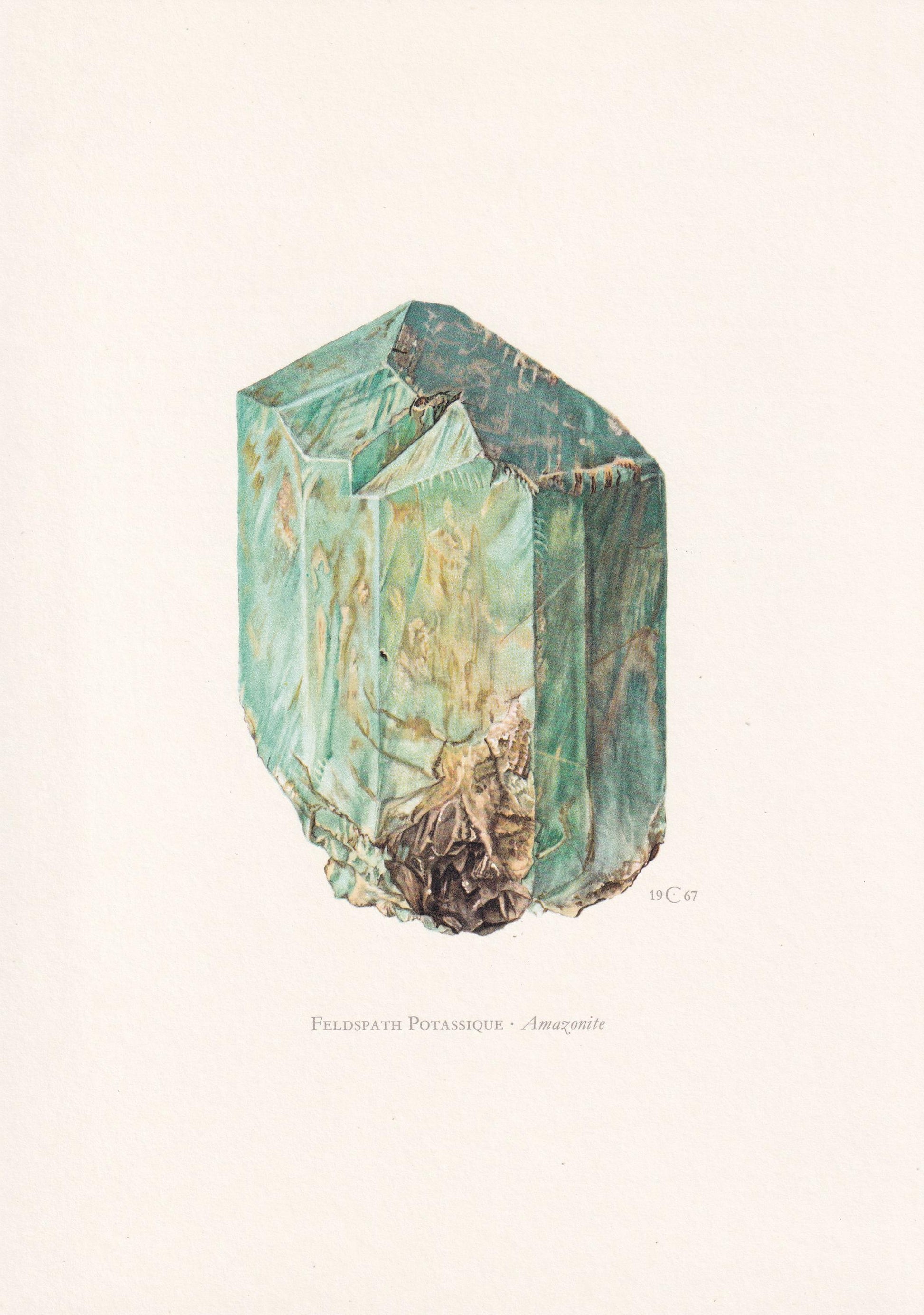 1968 FELDSPAR Print - Mineral Wall Art Gift - Mineralogy Decor - Precious Stones - Vintage Rock Art - Element - 7.5 x 10.6 In