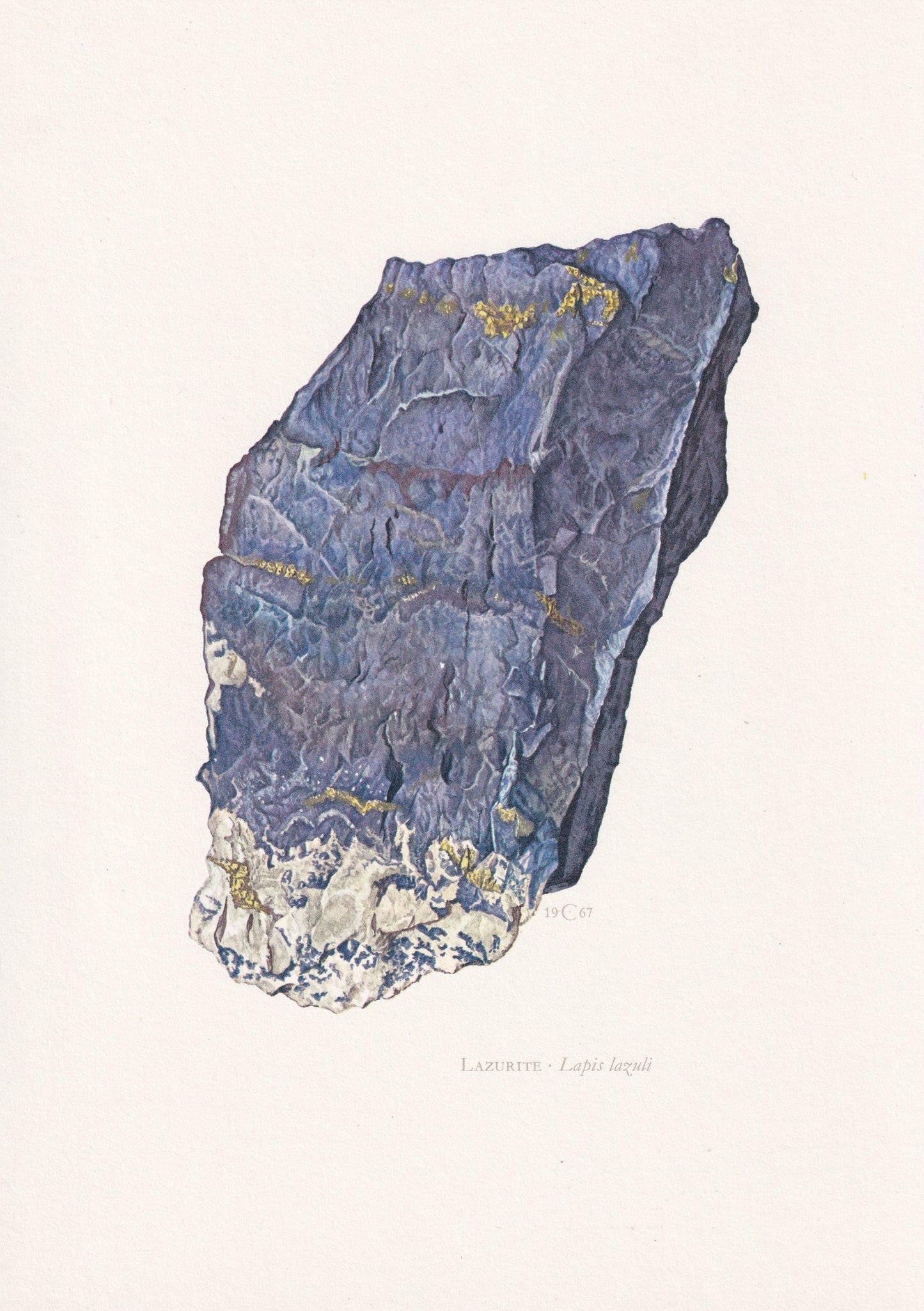 1968 LAZURITE Print - Mineral Wall Art Gift - Mineralogy Decor - Precious Stones - Vintage Rock Art - Element - 7.5 x 10.6 In