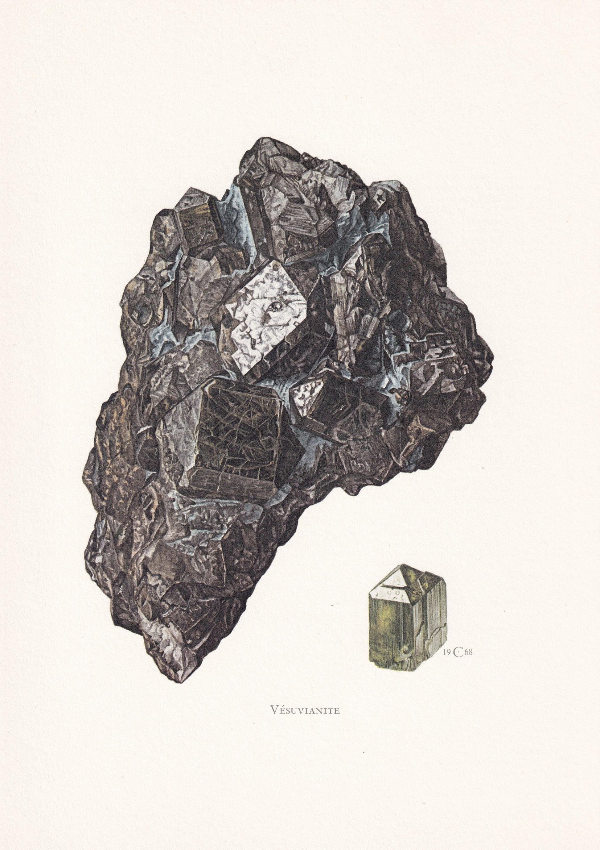1968 VESUVIANITE (IDOCRASE) Print - Mineral Wall Art Gift - Mineralogy Decor - Precious Stones - Rock Art - Element - 7.5 x 10.6 Inches