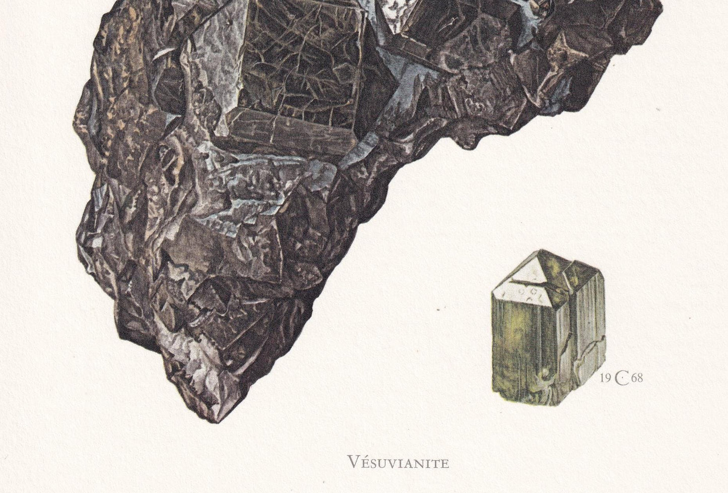 1968 VESUVIANITE (IDOCRASE) Print - Mineral Wall Art Gift - Mineralogy Decor - Precious Stones - Rock Art - Element - 7.5 x 10.6 Inches