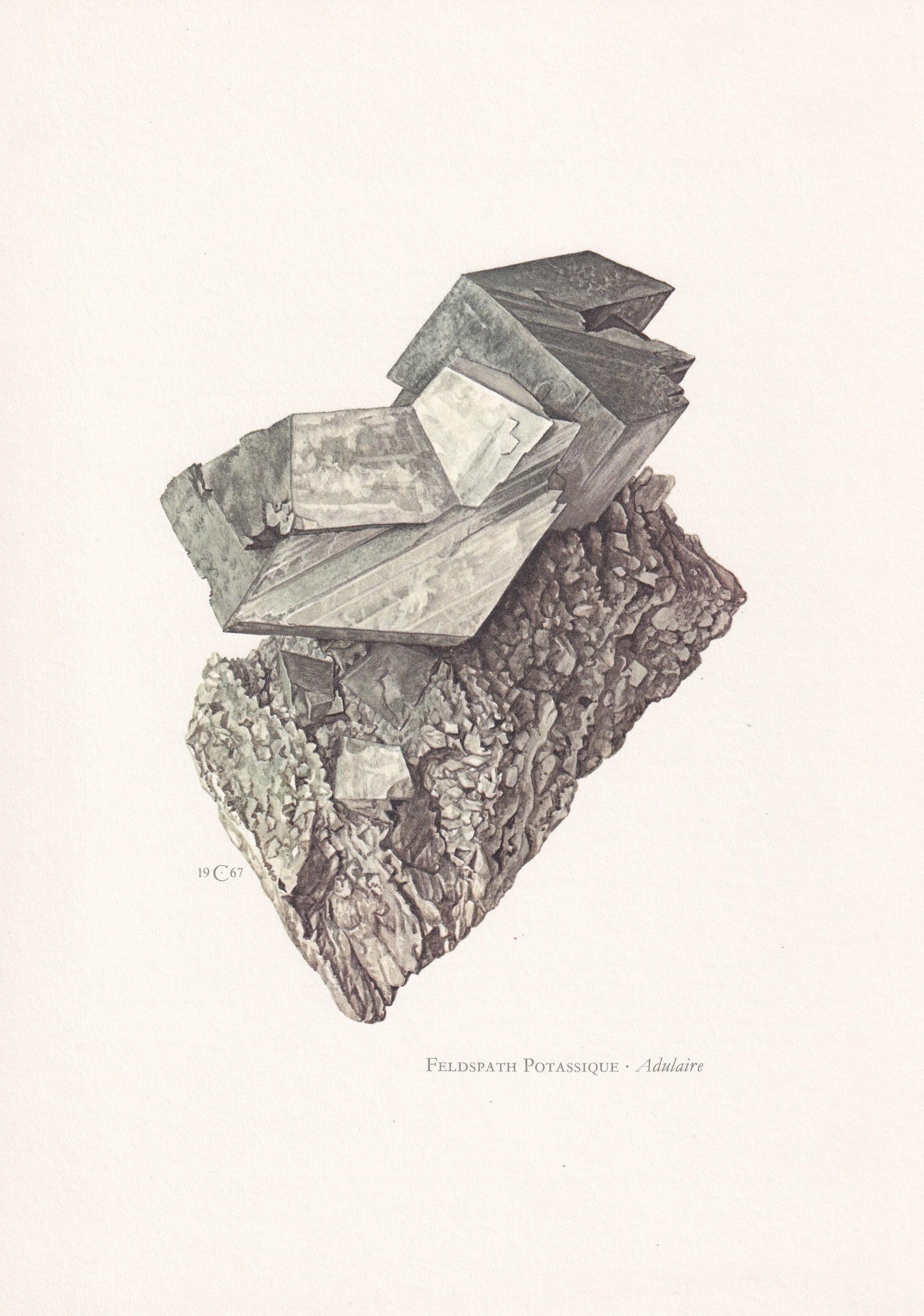 1968 FELDSPAR Print - Mineral Wall Art Gift - Mineralogy Decor - Precious Stones - Vintage Rock Art - Element - 7.5 x 10.6 In