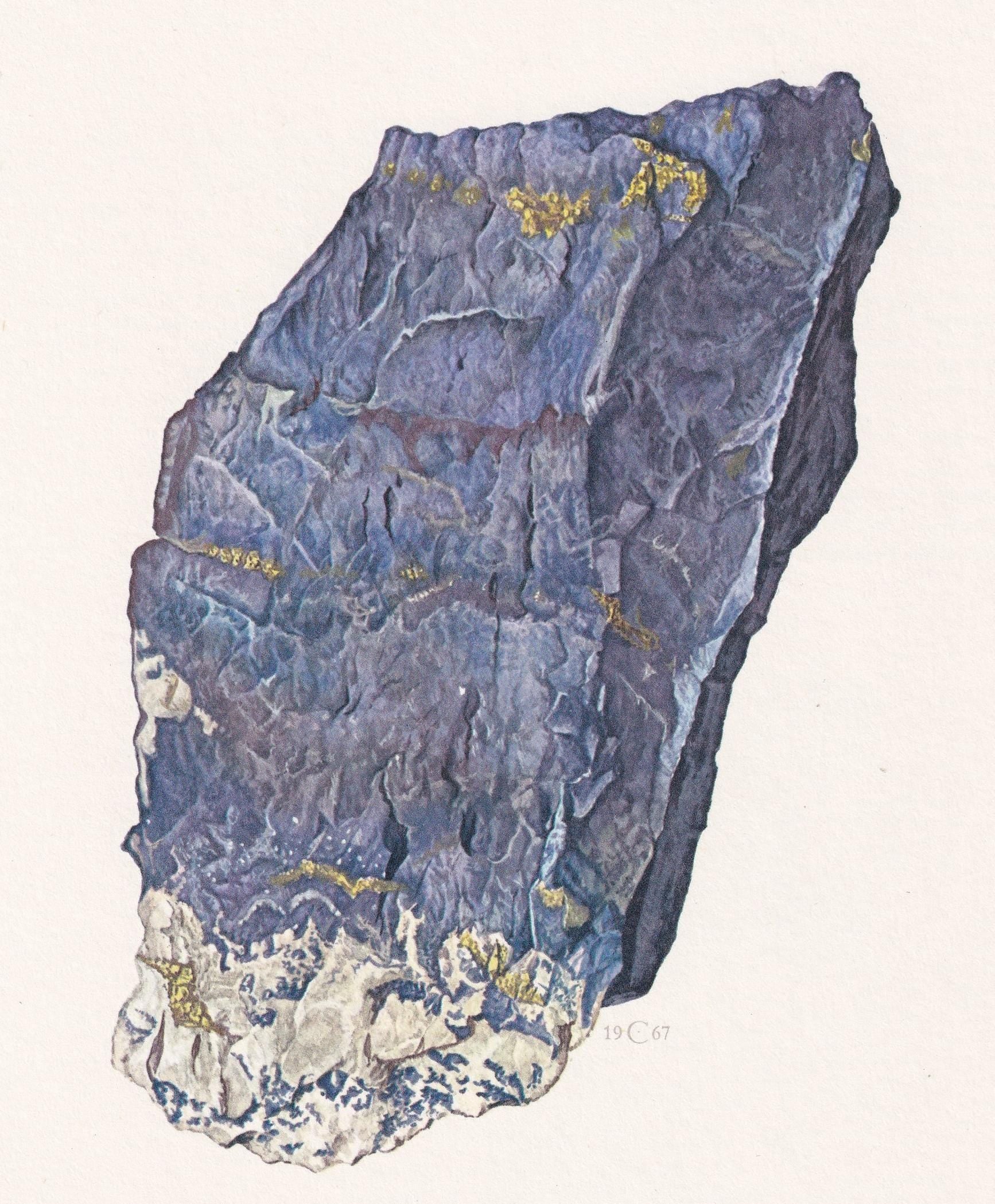 1968 LAZURITE Print - Mineral Wall Art Gift - Mineralogy Decor - Precious Stones - Vintage Rock Art - Element - 7.5 x 10.6 In