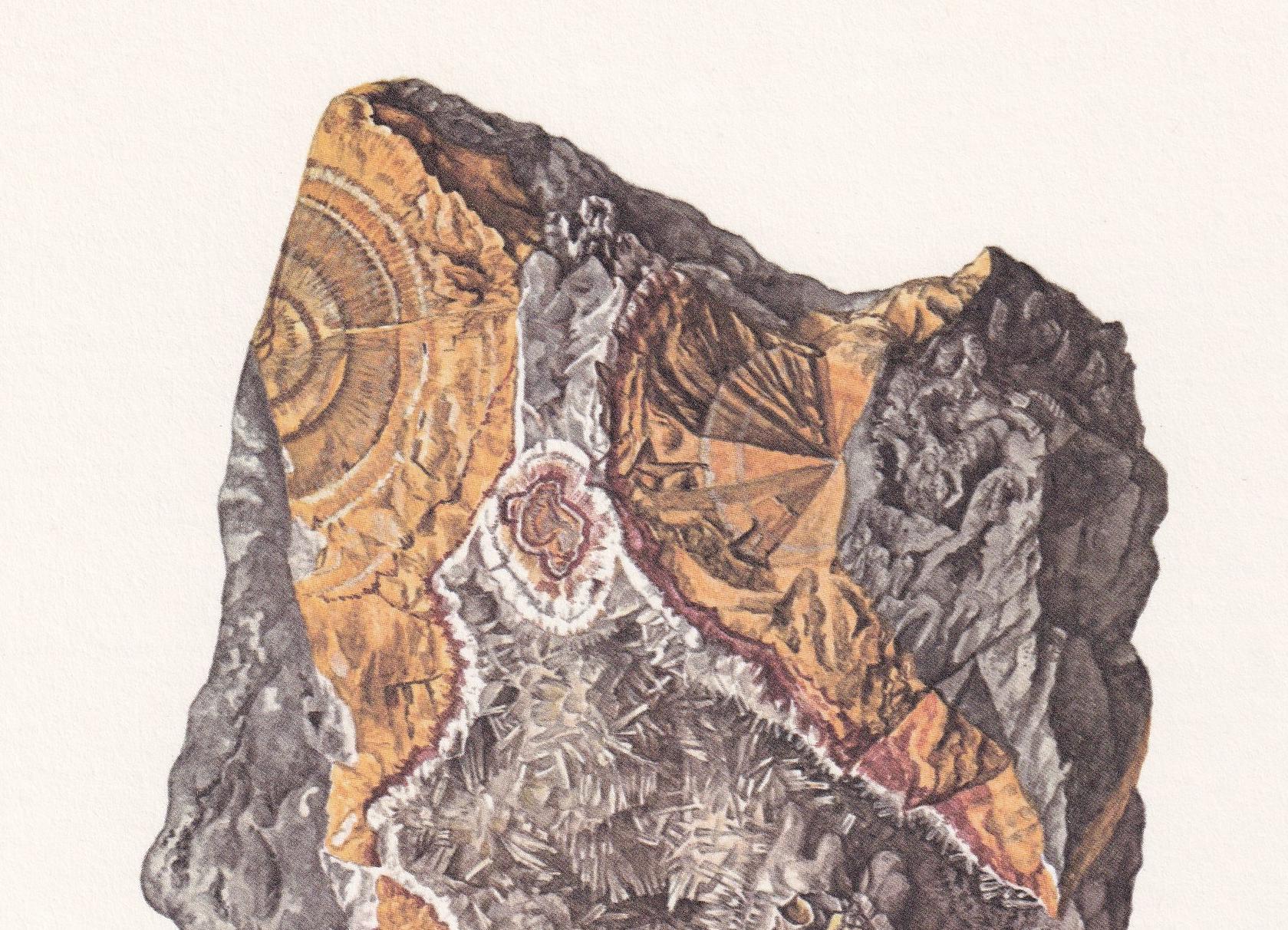 1968 NATROLITE Print - Mineral Wall Art Gift - Mineralogy Decor - Precious Stones - Vintage Rock Art - Element - 7.5 x 10.6 Inches